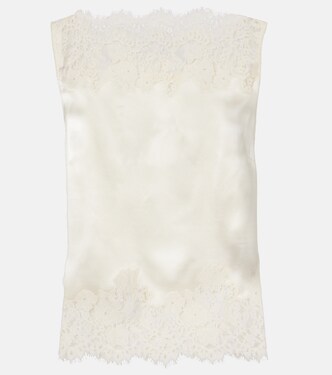 Viviane cutout lace-trimmed silk top | Dôen