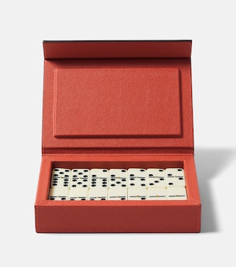 Parma leather and walnut domino set | Giobagnara
