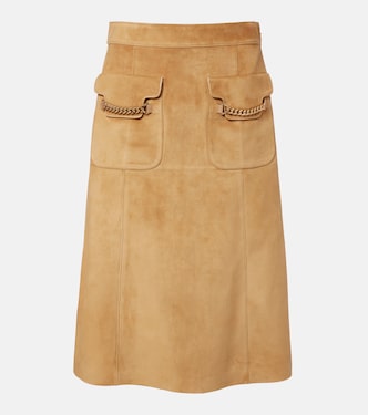 Verzierter Midirock aus Veloursleder | Gucci