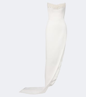 Beaded fringed strapless bustier gown | David Koma