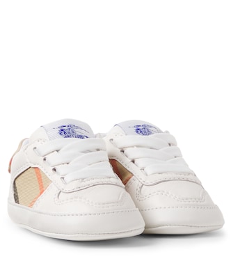 Baby Burberry Check leather sneakers | Burberry Kids