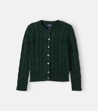 Cable-knit cotton-blend cardigan | Polo Ralph Lauren Kids
