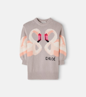 Intarsia cotton and wool sweater | Chloé Kids