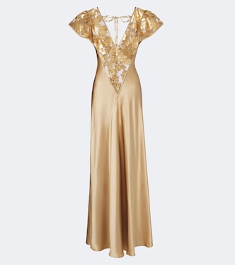 Robe longue en satin de soie à sequins | Rodarte