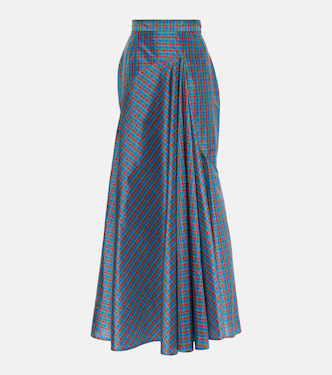 Checked ruffled silk-blend maxi skirt | Vivienne Westwood