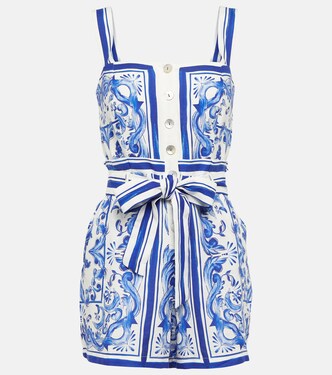 Printed linen-blend romper | Farm Rio