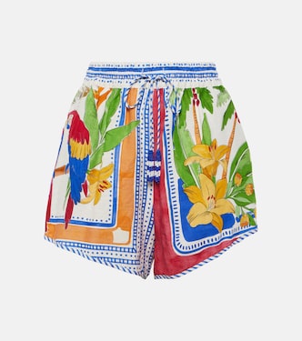 Tropical Destination linen-blend crochet shorts | Farm Rio