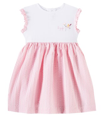 Baby striped jersey and seersucker dress | Il Gufo