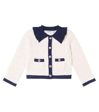 Floral cotton and wool-blend cardigan | Self-Portrait Kids