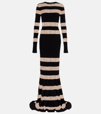 Paneled semi-sheer gown | Norma Kamali