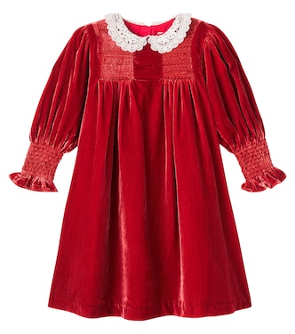 Lory crochet shirred velvet dress | C'era Una Volta