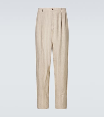 Pinstripe linen wide-leg pants | Giorgio Armani