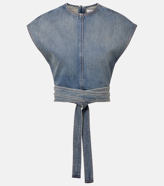 Belted denim crop top | Alaïa