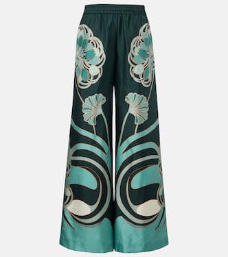 Printed silk twill palazzo pants | La DoubleJ