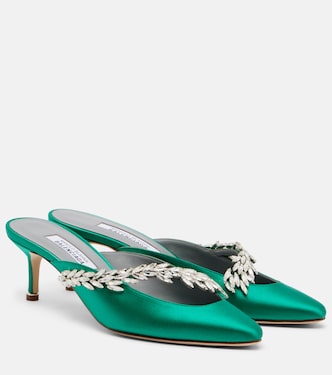 x Manolo Blahnik embellished satin mules | Balenciaga