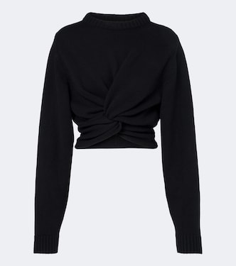Cropped gathered wool sweater | Balenciaga