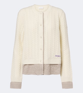 Cable-knit checked wool and cashmere cardigan | Moncler