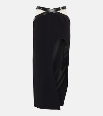 Leather-trimmed midi skirt | David Koma