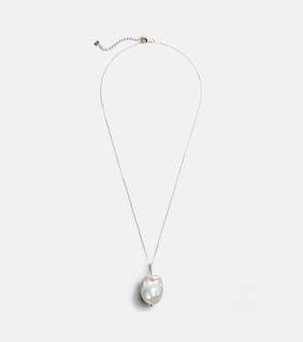 14kt gold necklace with Baroque pearl and diamonds | Mateo