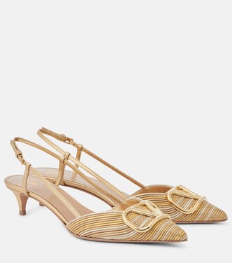 VLogo Signature 40 leather slingback pumps | Valentino Garavani