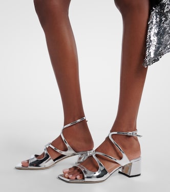 Azilia 45 metallic leather sandals in silver - Jimmy Choo | Mytheresa