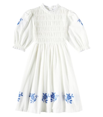 Emmanuelle embroidered smocked cotton dress | C'era Una Volta
