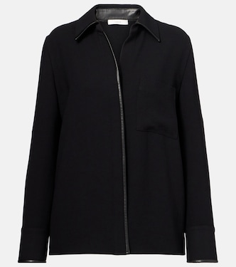 Faux leather-trimmed shirt | Vince