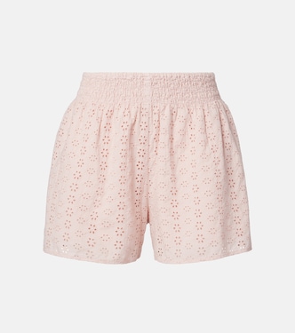 Iris embroidered cotton poplin shorts | Velvet