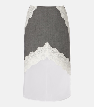 Lace-trimmed wool midi skirt | Jil Sander
