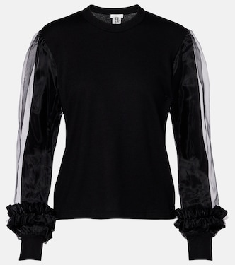 Tulle-trimmed wool sweater | Noir Kei Ninomiya