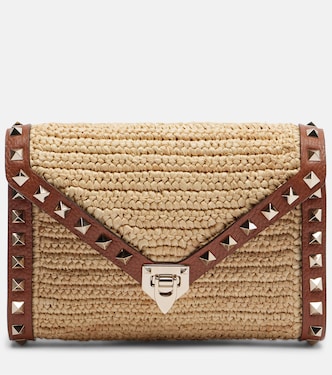 Rockstud Mini raffia shoulder bag | Valentino Garavani