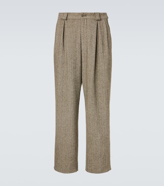 Cotton and wool-blend straight pants | Giorgio Armani
