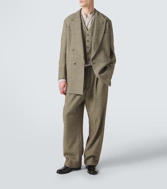 パンツ giorgio armani archive straight slacks Archivio cotton-blend straight pants in brown - Giorgio Armani
