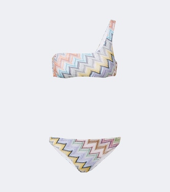 Zigzag one-shoulder lamé bikini | Missoni