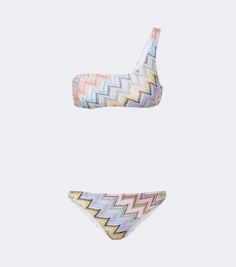 Zigzag one-shoulder lamé bikini | Missoni