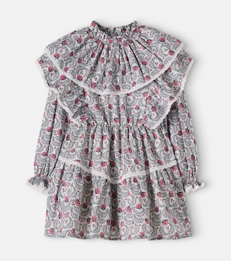 Bedrucktes Kleid Nesta aus Baumwolle mit Spitze | The New Society