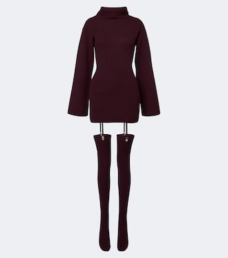 Cursa ribbed-knit wool minidress and tights set | Aya Muse