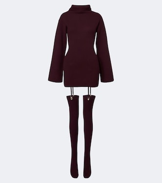 Cursa ribbed-knit wool minidress and tights set | Aya Muse
