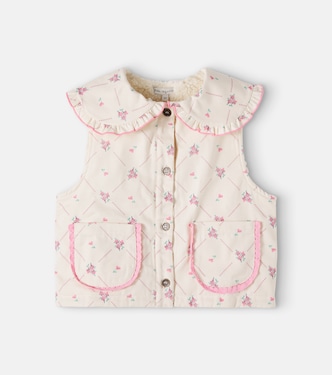 Heidi floral ruffled cotton vest | Bebe Organic