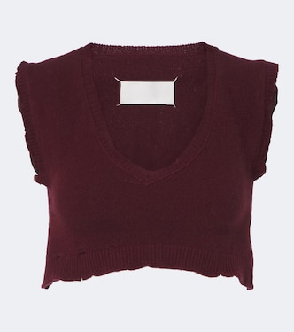 Cropped virgin wool sweater vest | Maison Margiela