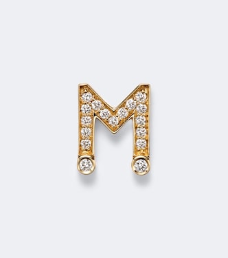 Einzelner Ohrring Initial Petite M aus 18kt Gelbgold mit Diamanten | Sophie Bille Brahe