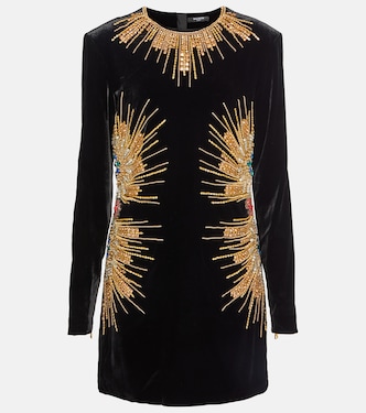 Robe brodée en velours à ornements | Balmain