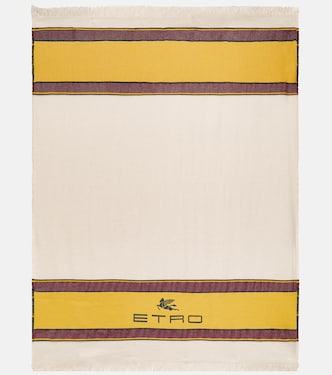 Logo embroidered wool and cashmere throw | Etro