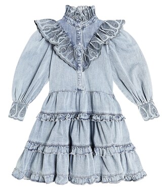Ruffled embroidered chambray dress | Petite Amalie  