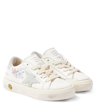 May glitter-trimmed leather sneakers | Golden Goose Kids