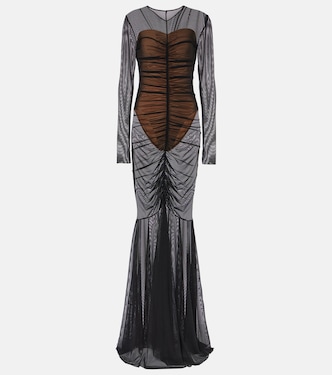 Shirred sheer gown | Norma Kamali
