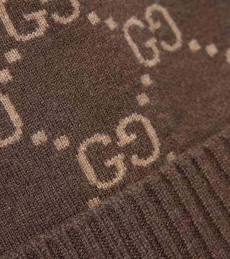 GG jacquard cashmere beanie in brown - Gucci | Mytheresa