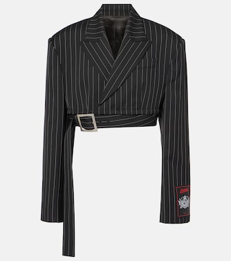 Blazer cropped de lana a rayas | Jean Paul Gaultier
