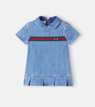 Baby Horsebit Web Stripe denim dress | Gucci Kids