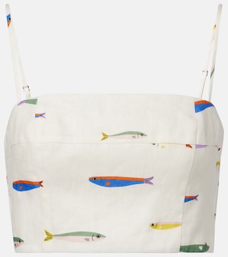 Federico printed linen crop top | Staud